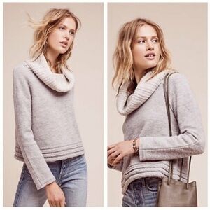 ANTHROPOLOGIE Sleeping On Snow Sweater Cowl Fringe Hem Wool M
